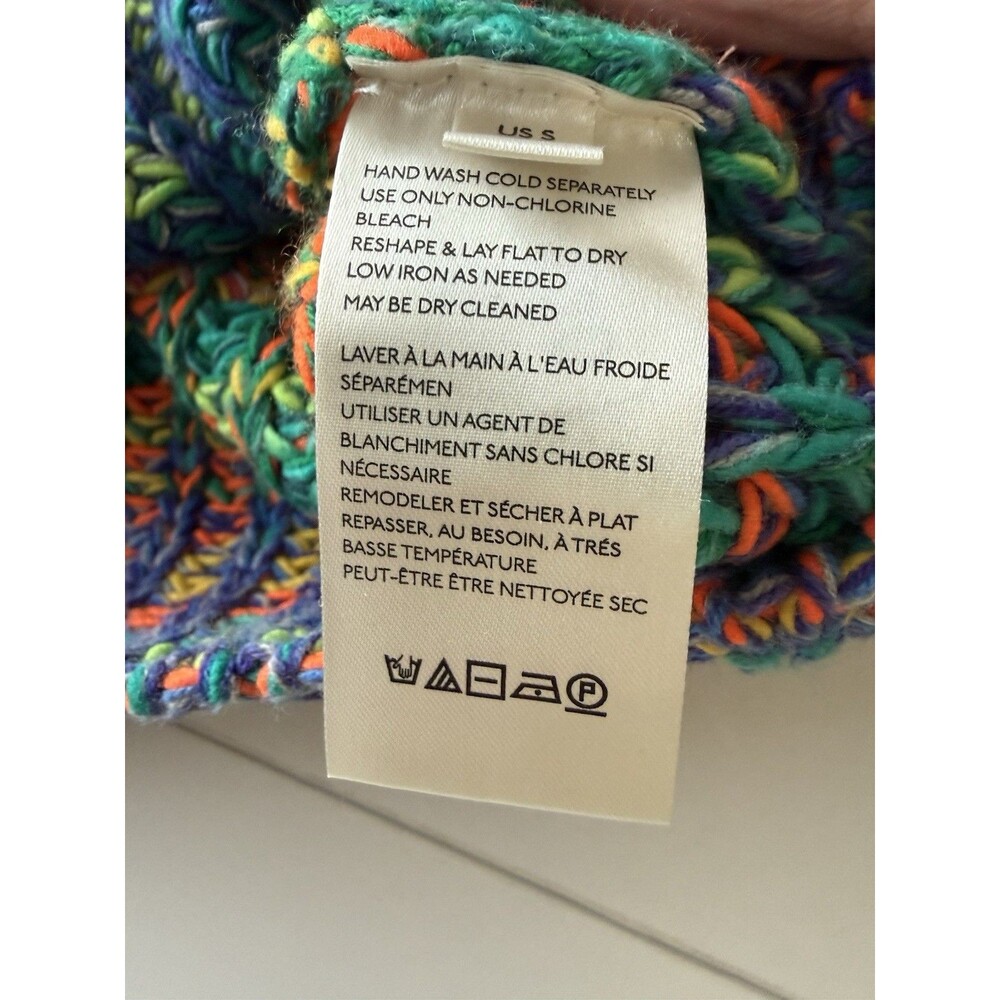 Free People Jumper Small Bright Roll Neck Odyssey Chunky Knit Cotton Mix Grunge - Picture 6 of 14